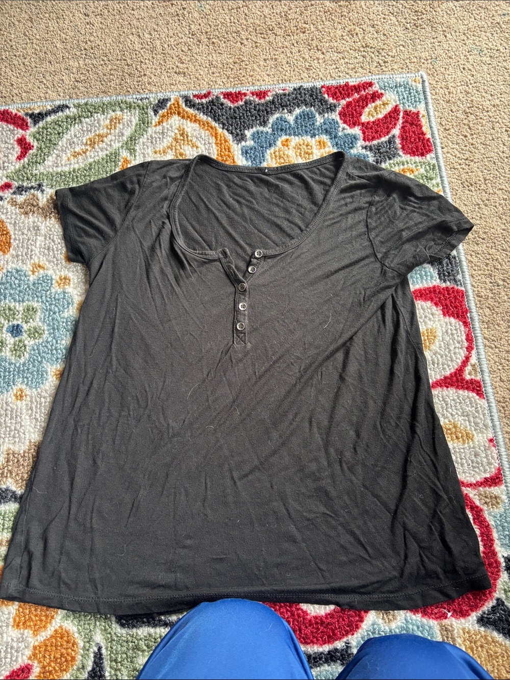 Black Women’s Henley Short Sleeve Top